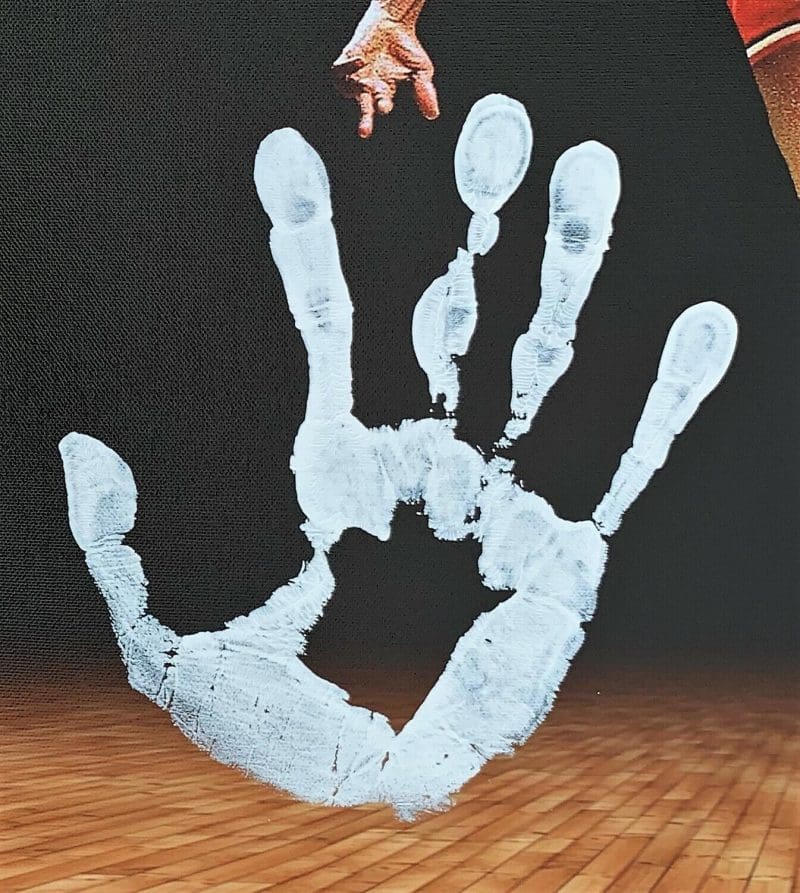 Julius Dr. J Erving  Handprint Unstretched 20x36 Canvas Signed JSA Z65911 - Image 3