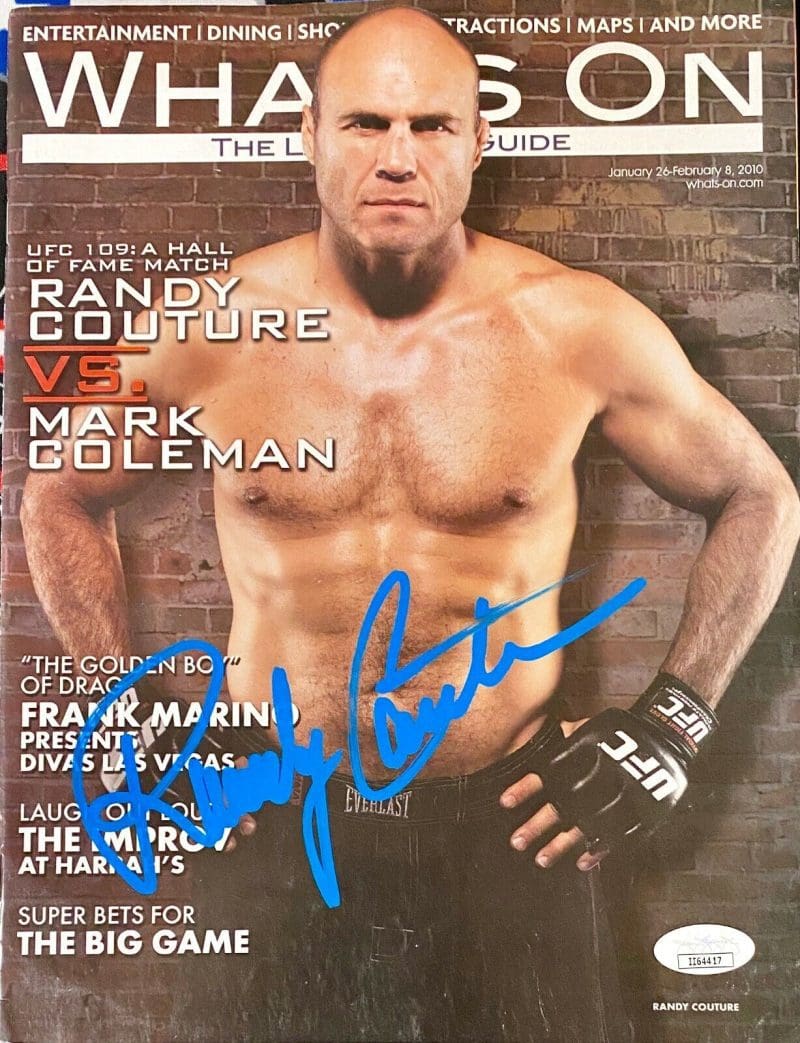 Randy Couture Signed Autographed What's On Magazine JSA Authenticated