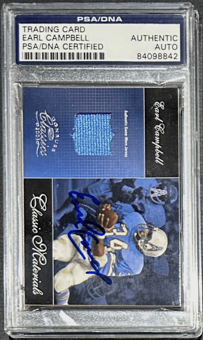 Earl Campbell Signed 2003 Donruss Classics Classic Material Card PSA/DNA 133/300 - Image 2