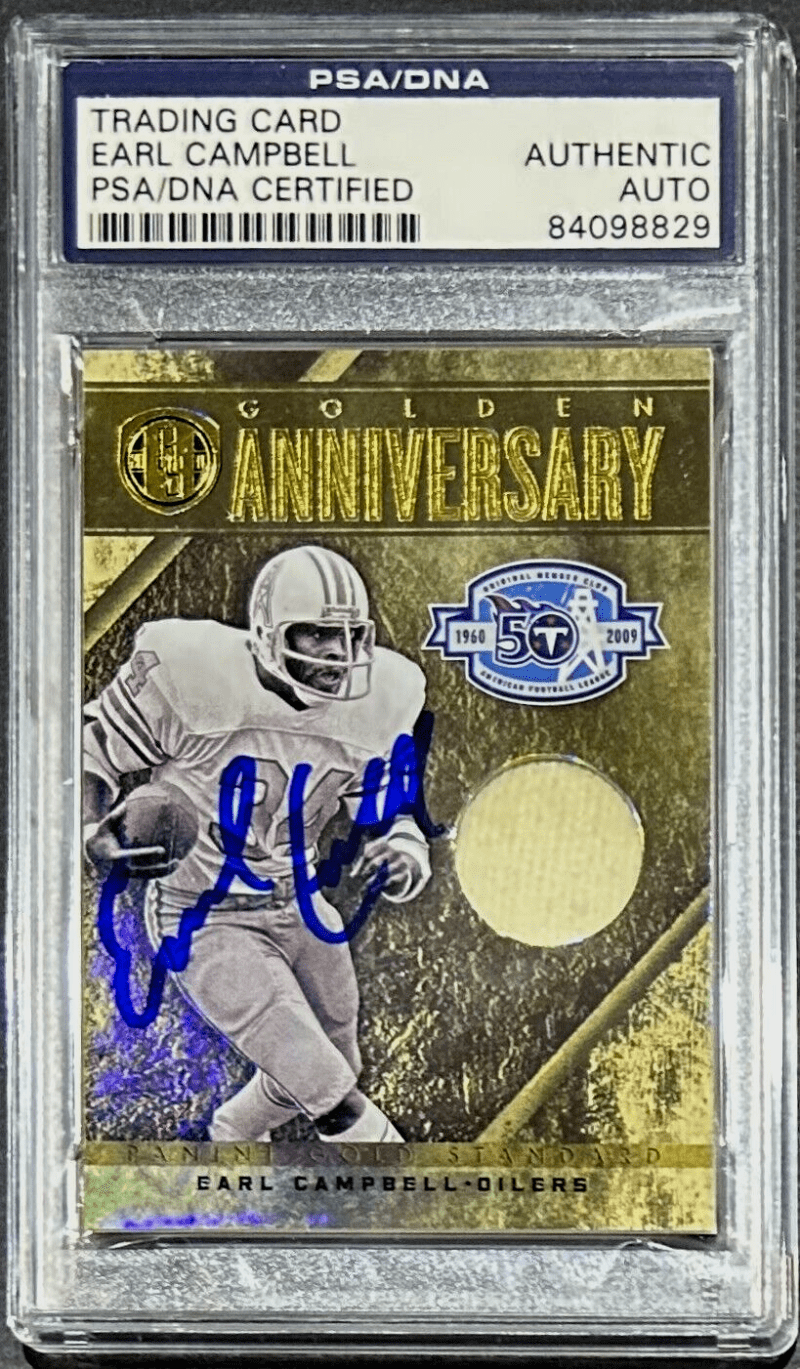 Earl Campbell Signed 2011 Panini Gold Standards Card PSA/DNA 19/25 Golden Anniv.