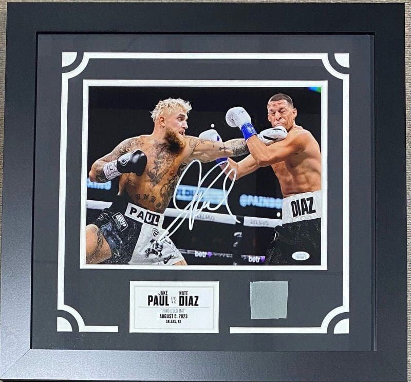 Jake Paul Signed Autographed Framed 11x14 Photo w Piece of Fight Ring Mat JSA
