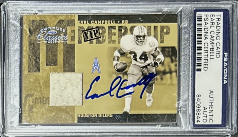 Earl Campbell Signed 2005 Donruss Classic VIP Membership Card PSA/DNA Oilers