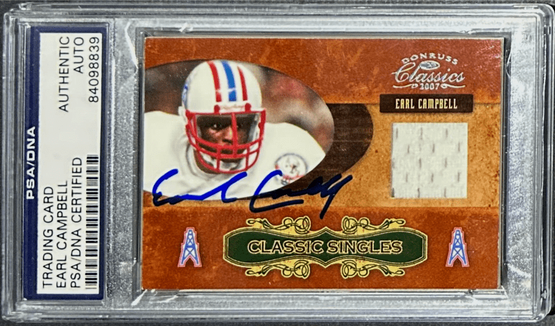 Earl Campbell Signed 2005 Donruss Classic VIP Membership Card PSA/DNA Oilers