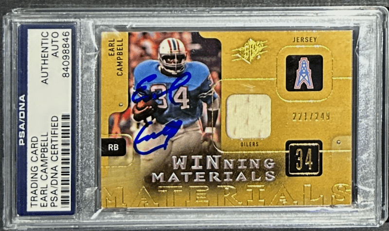 Earl Campbell Signed 2009 Upper Deck SPX Materials Card PSA/DNA Oilers