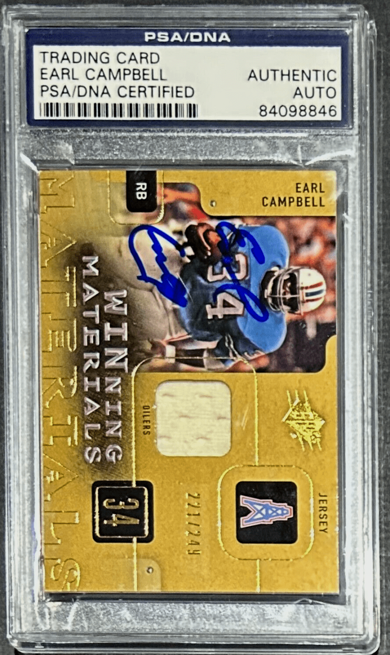 Earl Campbell Signed 2009 Upper Deck SPX Materials Card PSA/DNA Oilers - Image 2