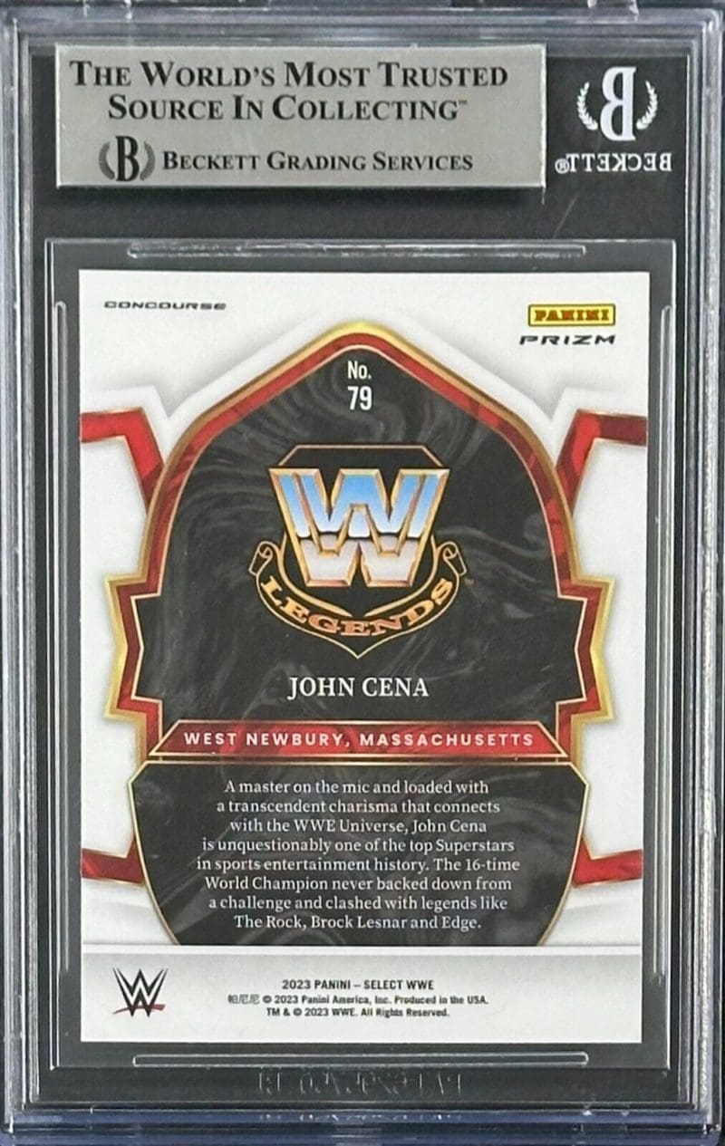 John Cena Signed 2023 WWE Select Orange Flash Prizms 79  Beckett 16417272 - Image 2