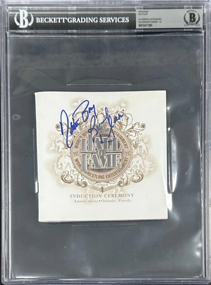Ric Flair Signed 2008 WWE Hall of Fame Program 16417280 Auto 10 Nature Boy