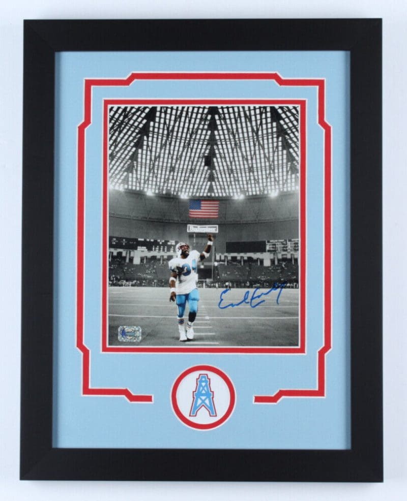 Earl Campbell Signed Framed 8x10 Frame Photo Earl Campbell Hologram Dome