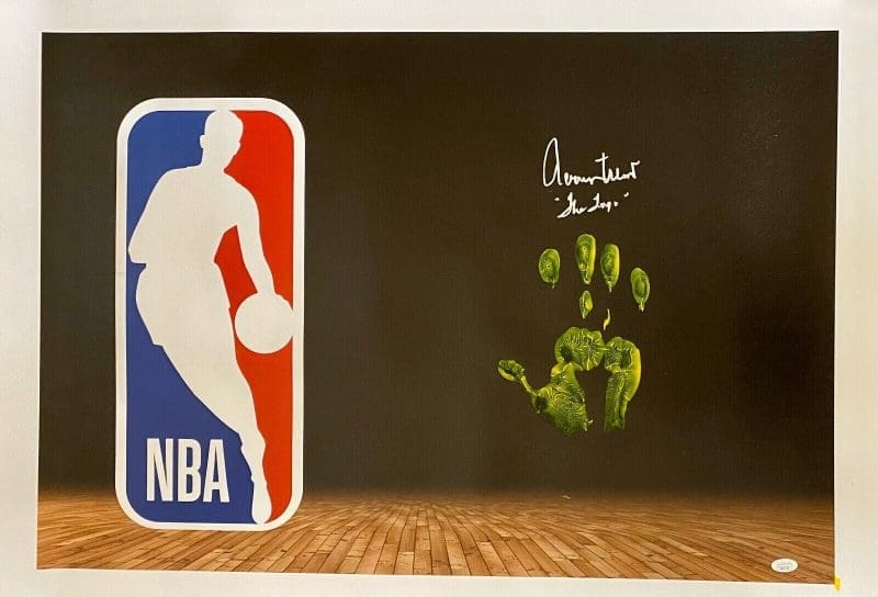 Jerry West Handprint Signed Autographed Unstretched 36x24 Canvas JSA The Logo 3