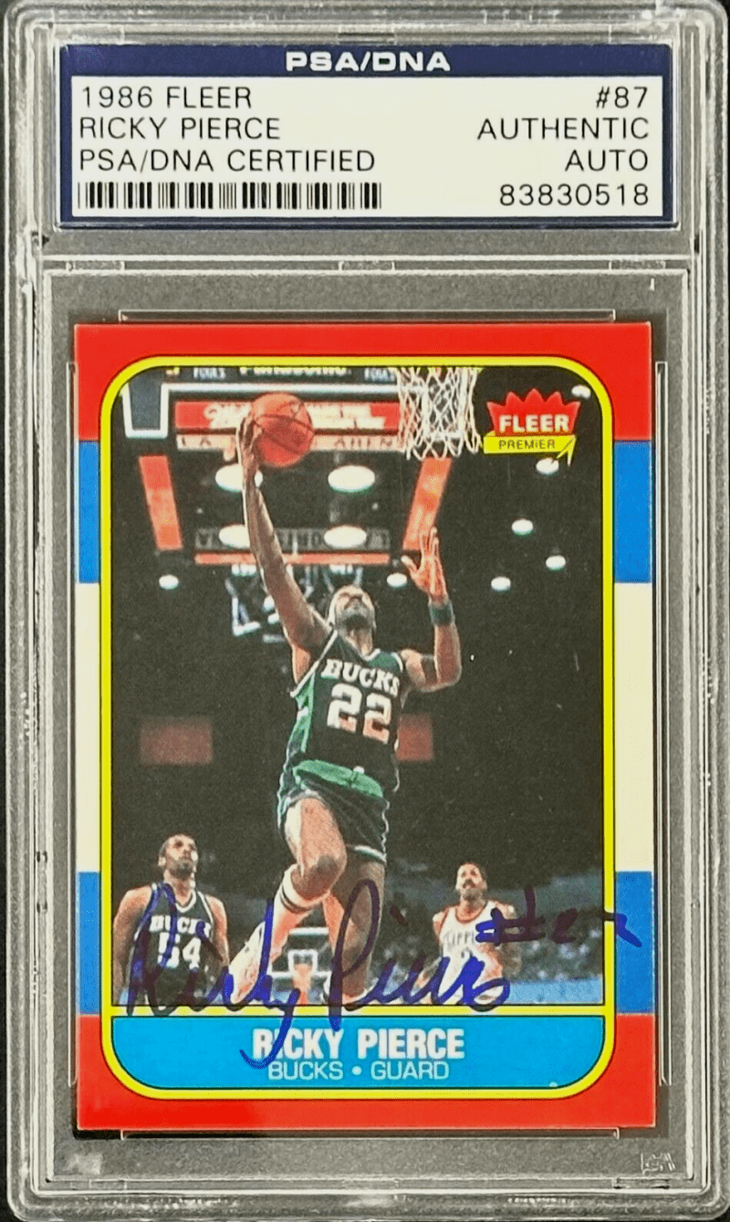 Ricky Pierce Signed 1986 NBA Fleer Card #87 PSA/DNA Milwaukee Bucks Rookie