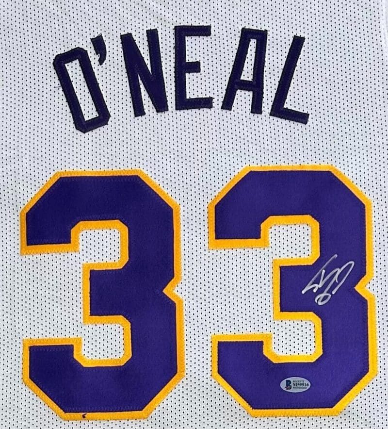 Shaquille O'Neal SHAQ Autographed White and Purple #33 Jersey Beckett Authentic - Image 2