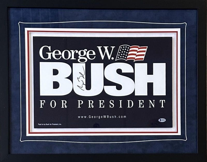 George W. Bush Signed Autographed Framed Campaign Sign Beckett Full Letter
