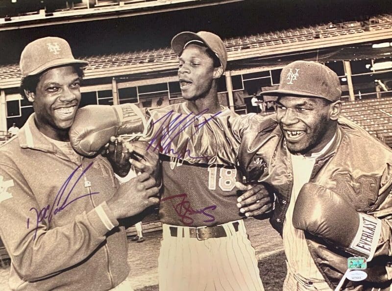 Mike Tyson Darryl Strawberry Dwight Gooden Signed Autographed 16x20 Photo JSA B