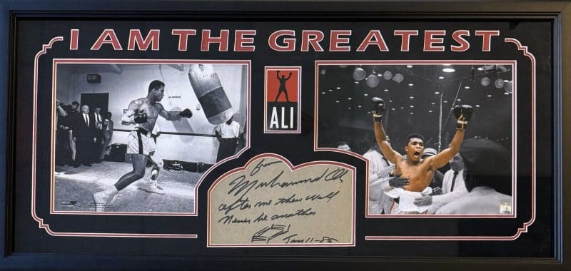 Muhammad Ali Signed Autographed Framed Cut with Sketch PSA/DNA QO9138