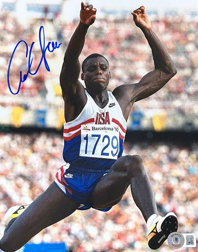 Carl Lewis Signed Autographed 8x10 Photo Beckett #10 Blue