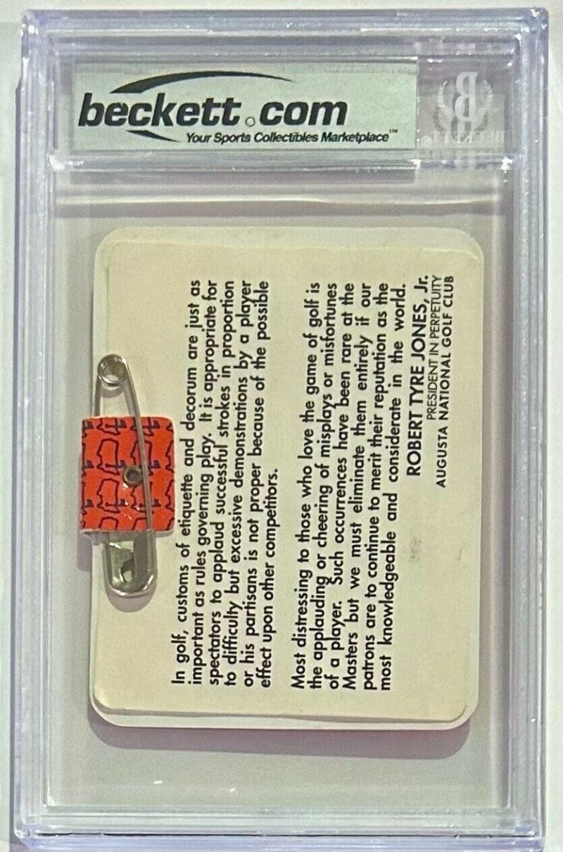 Bernhard Langer Autographed Signed 1993 The Masters Badge Beckett Ex-Mt 6 - Image 3