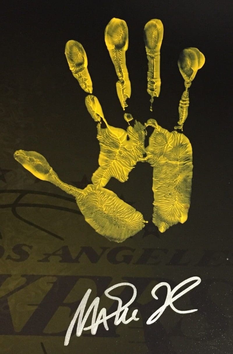 Magic Johnson Handprint Unstretched 20x36 Canvas Layup - Signed - JSA Z05702 - Image 2