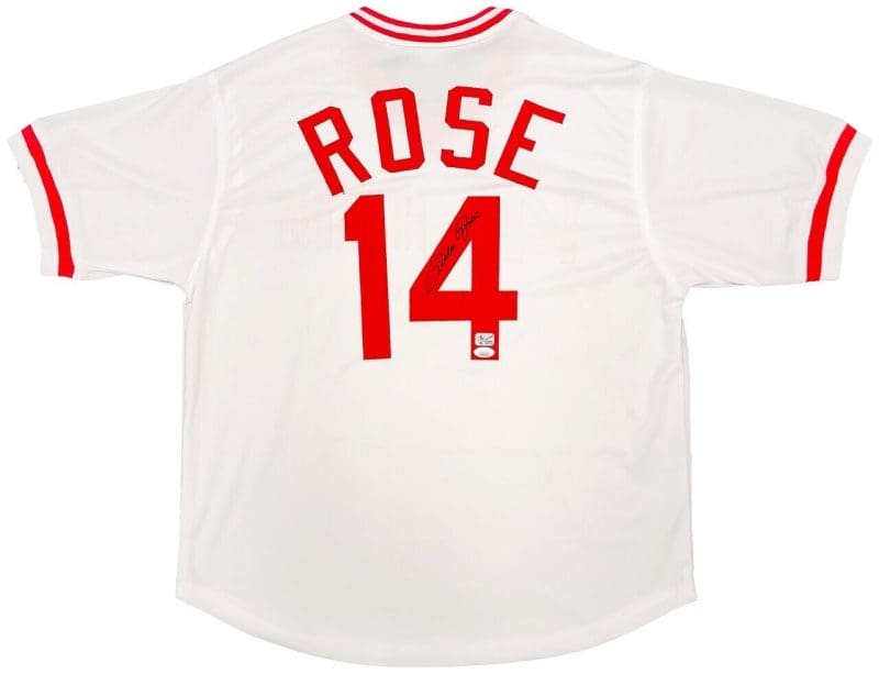 Pete Rose Signed Autographed White Jersey JSA & Rose Exclusive Hologram Black