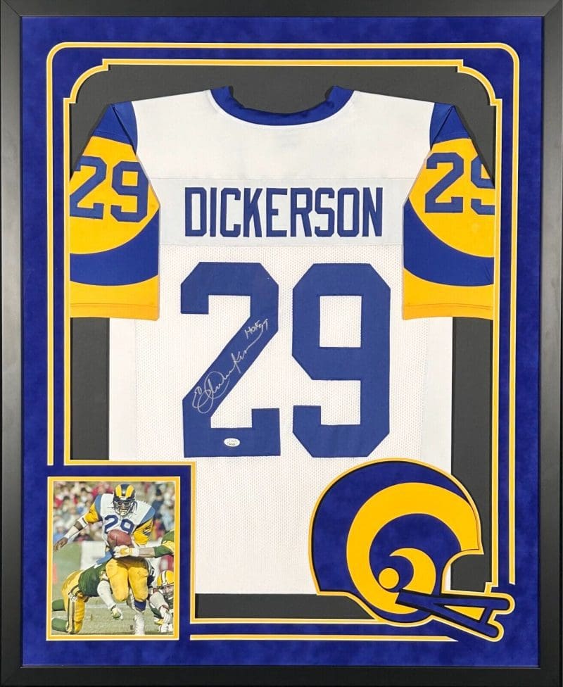 Eric Dickerson Signed Autographed Framed White Jersey JSA Authenticated