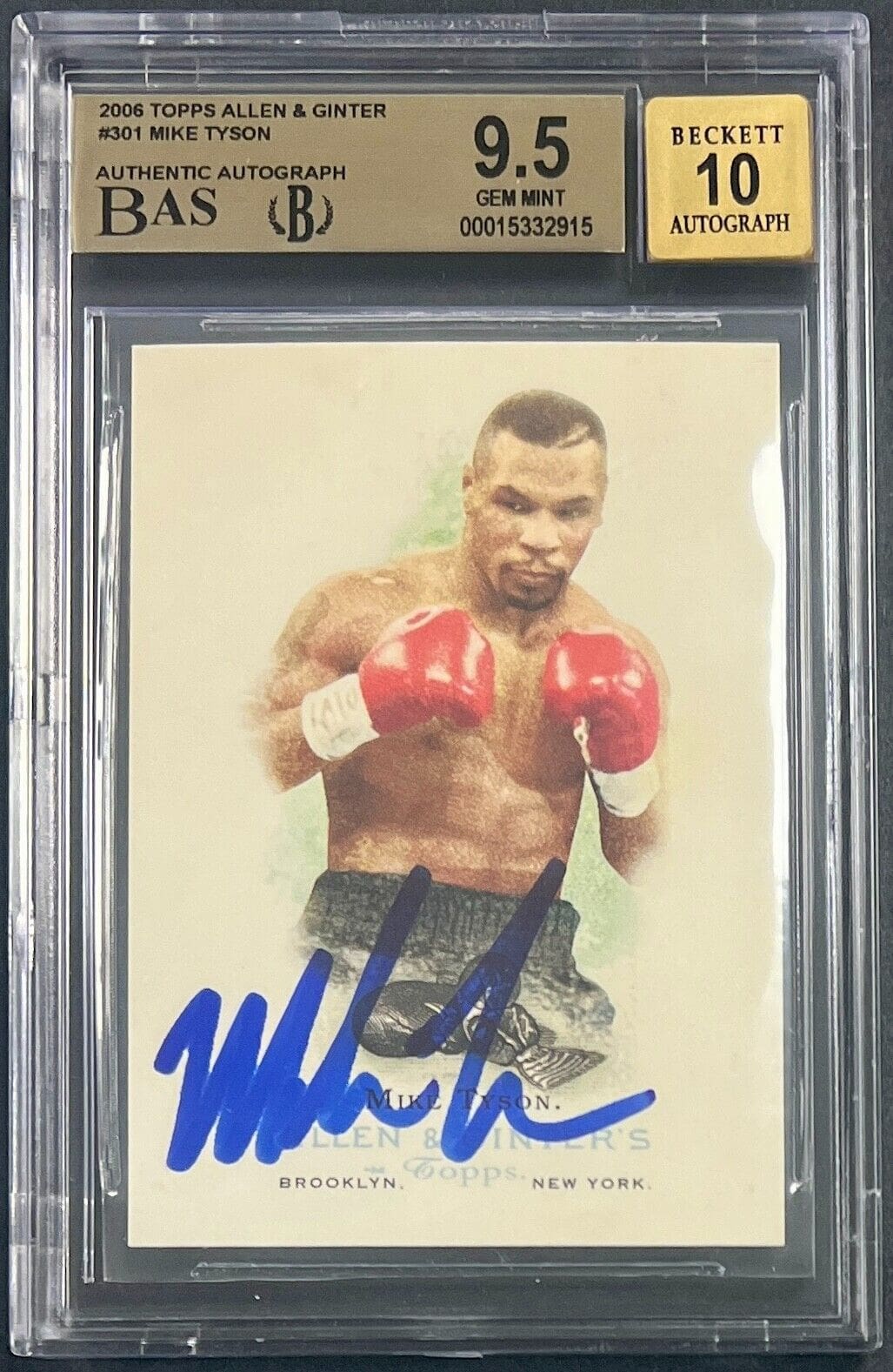 Mike Tyson Signed 2006 Topps Allen & Ginter Card #301 BAS Mike Tyson Signed 2006 Topps Allen & Ginter Card #301 BAS