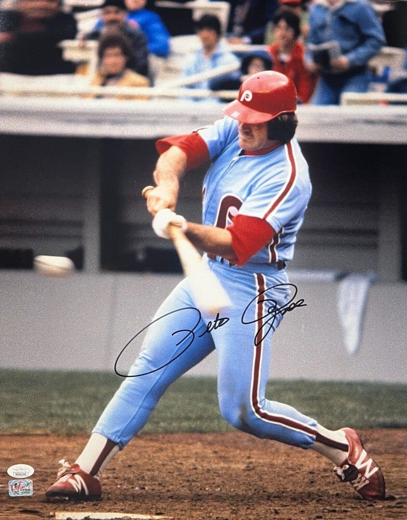 Pete Rose Signed 16x20 Photo JSA & Rose Exclusive Hologram Phillies 15 Black