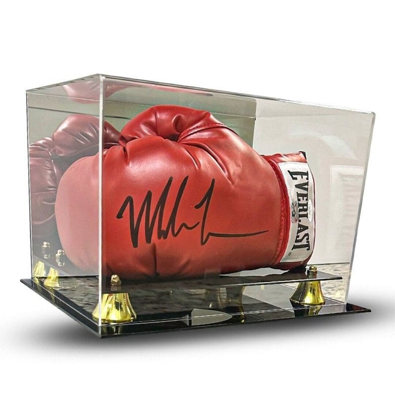 Mike Tyson Signed Red Boxing Glove with Acrylic Case JSA & Mike Tyson Hologram L