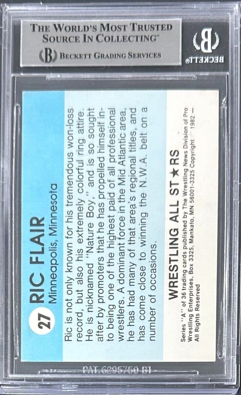 Ric Flair Signed 1982 PWE Wrestling All Stars Series A Card #27 Beckett 14610285 - Image 2