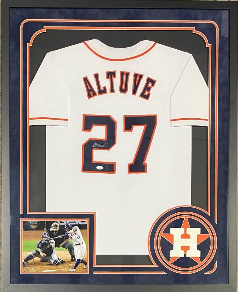 Jose Altuve Signed Autographed Framed White Jersey JSA Authenticated