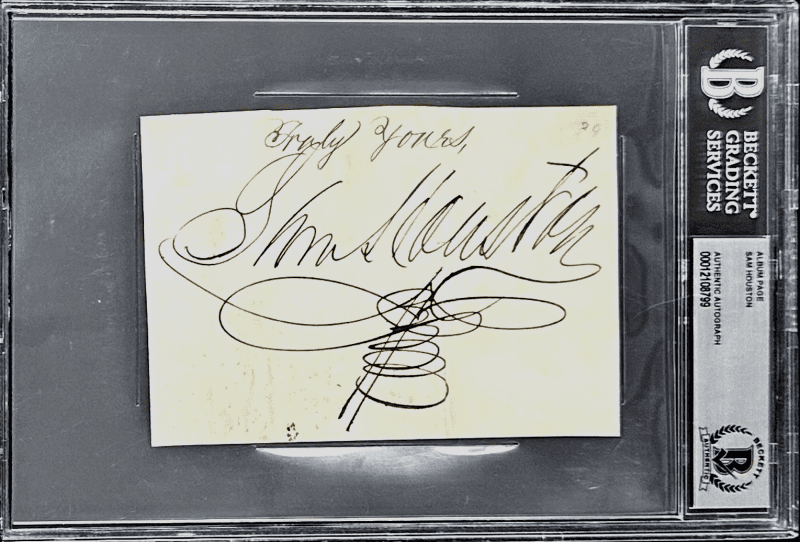 Sam Houston Signed Album Page Beckett First President of The Republic of Texas