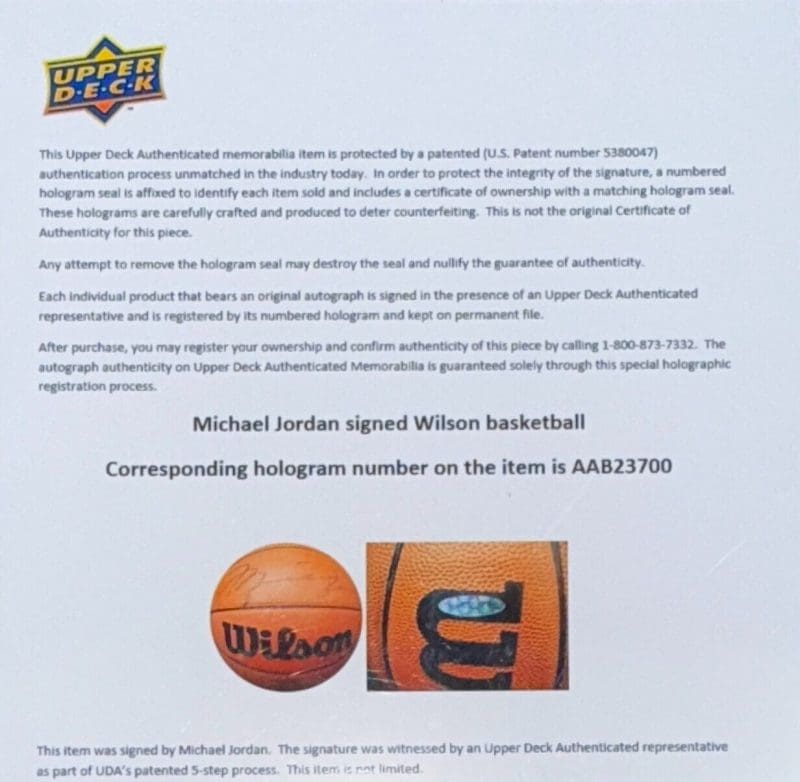 Michael Jordan Signed Wilson Jet Official Basketbal Upper Deck & GOAT Authentic - Image 6
