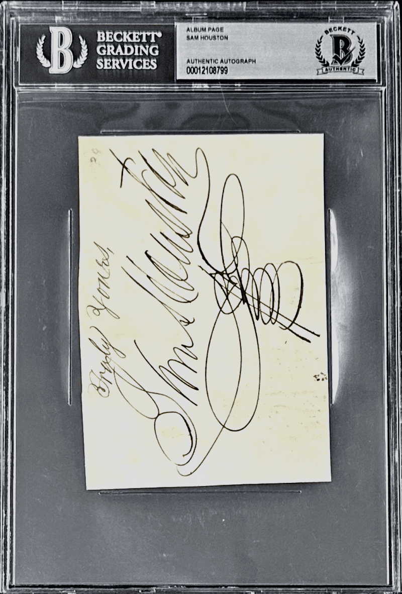 Sam Houston Signed Album Page Beckett First President of The Republic of Texas - Image 2