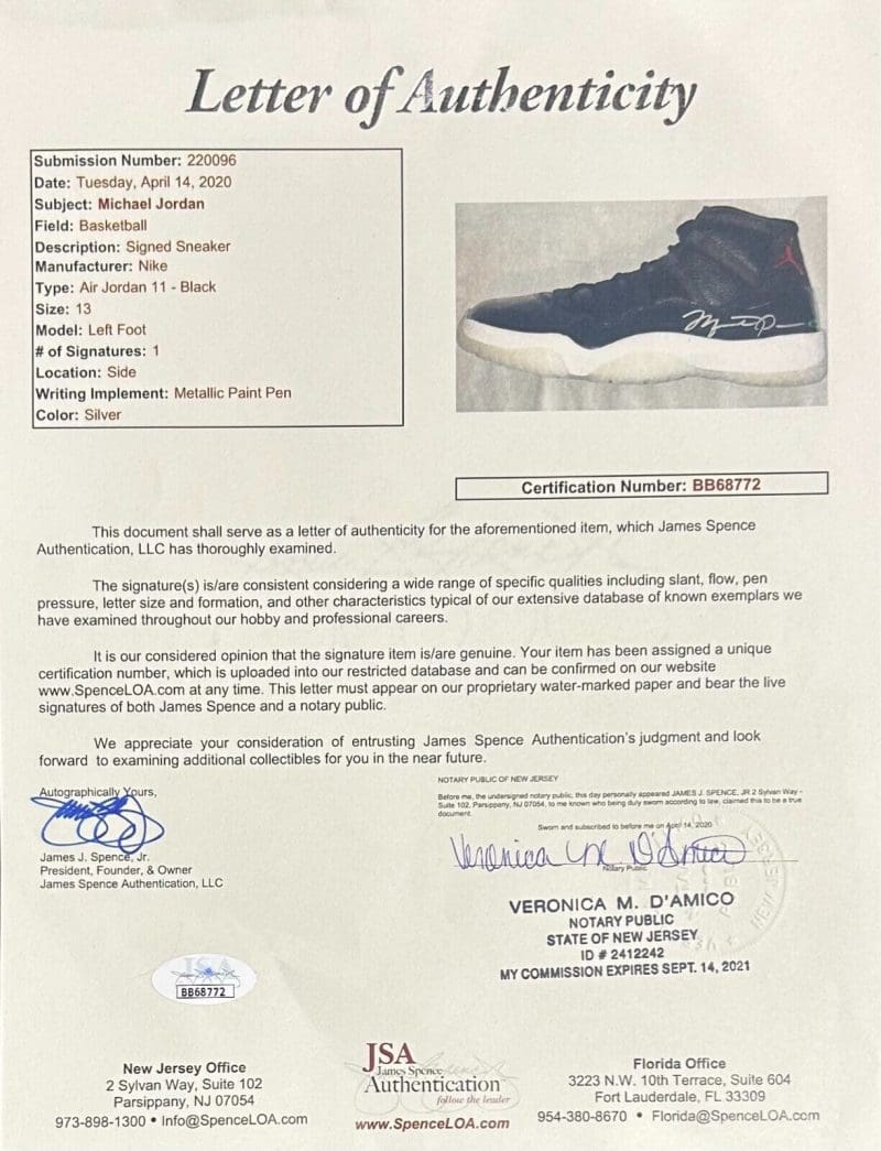 Michael Jordan Signed Space Jam Jordan 11's Shoes Size 13 UDA JSA GOAT Authen - Image 10