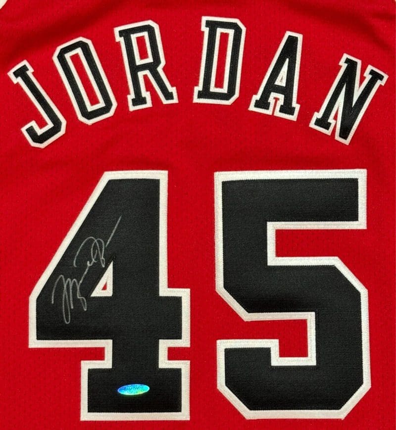 Michael Jordan Signed Mitchell & Ness Chicago Bulls #45 Jersey Upper Deck & GOAT - Image 2
