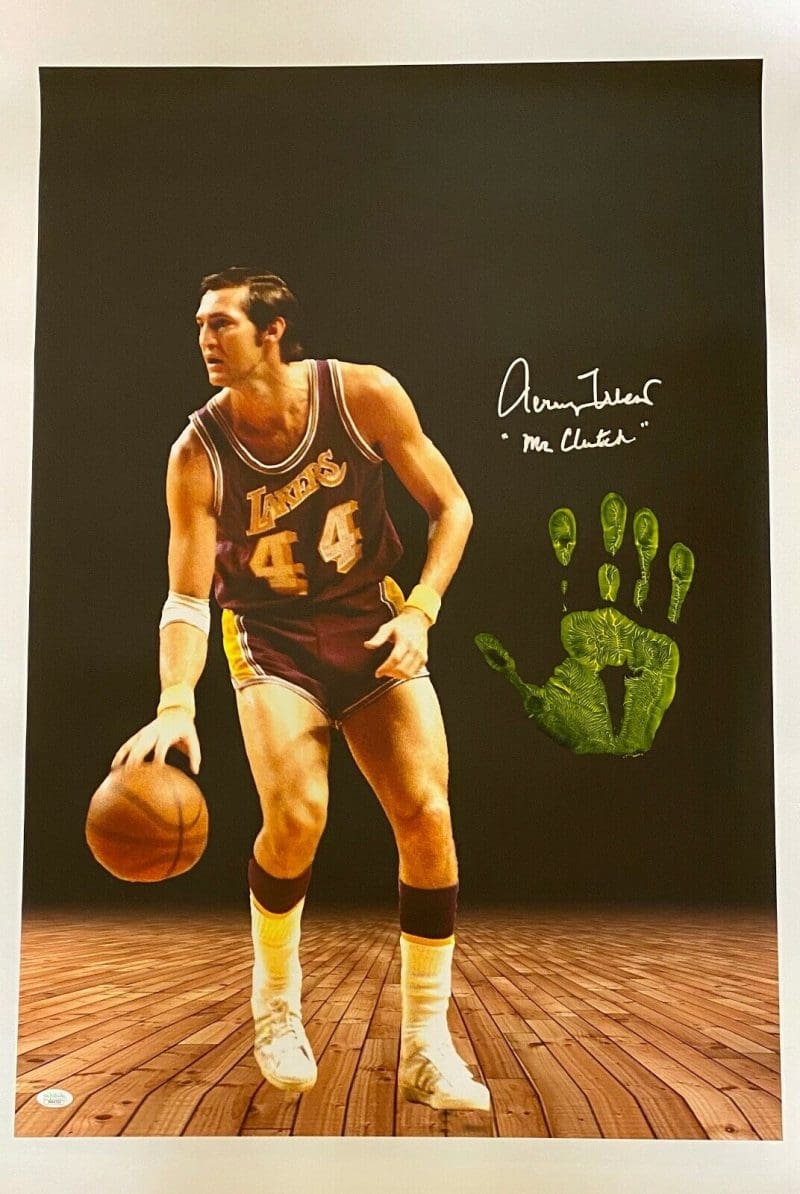 Jerry West Handprint Signed Autographed Unstretched 36x24 Canvas JSA The Logo 4