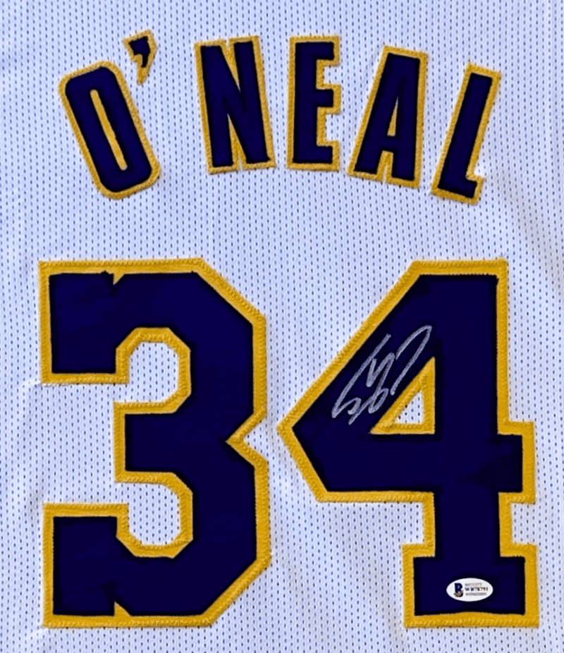 Shaquille "Shaq" O'Neal Signed Autographed White/Purple/Yellow Jersey Beckett - Image 2