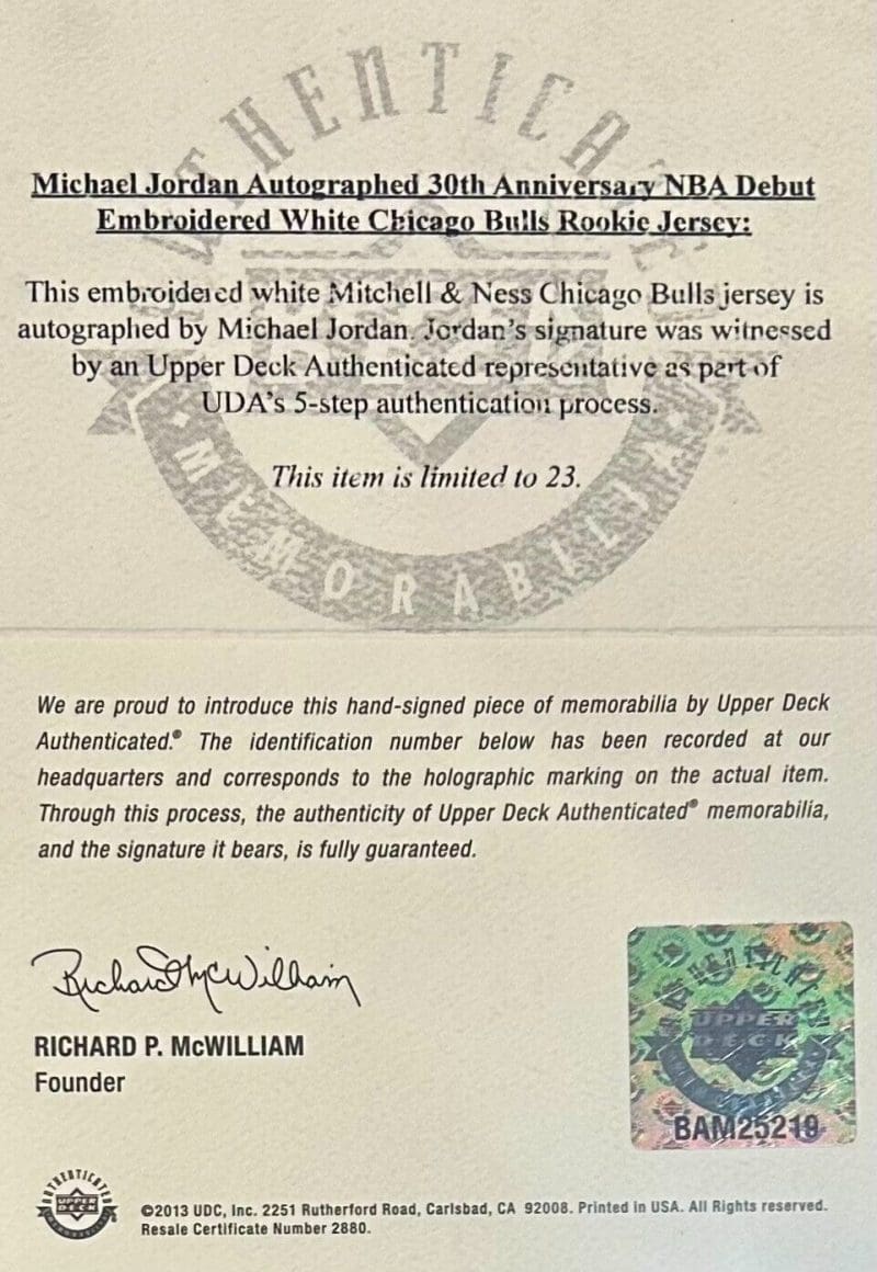 Michael Jordan Signed White 30th Anniv. Bulls NBA Debut Jersey Upper Deck & GOAT - Image 6