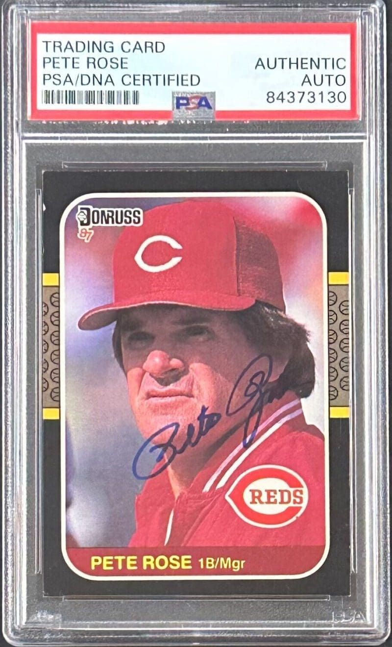 Pete Rose Signed 1987 Donruss #186 PSA DNA Auto Cincinnati Reds