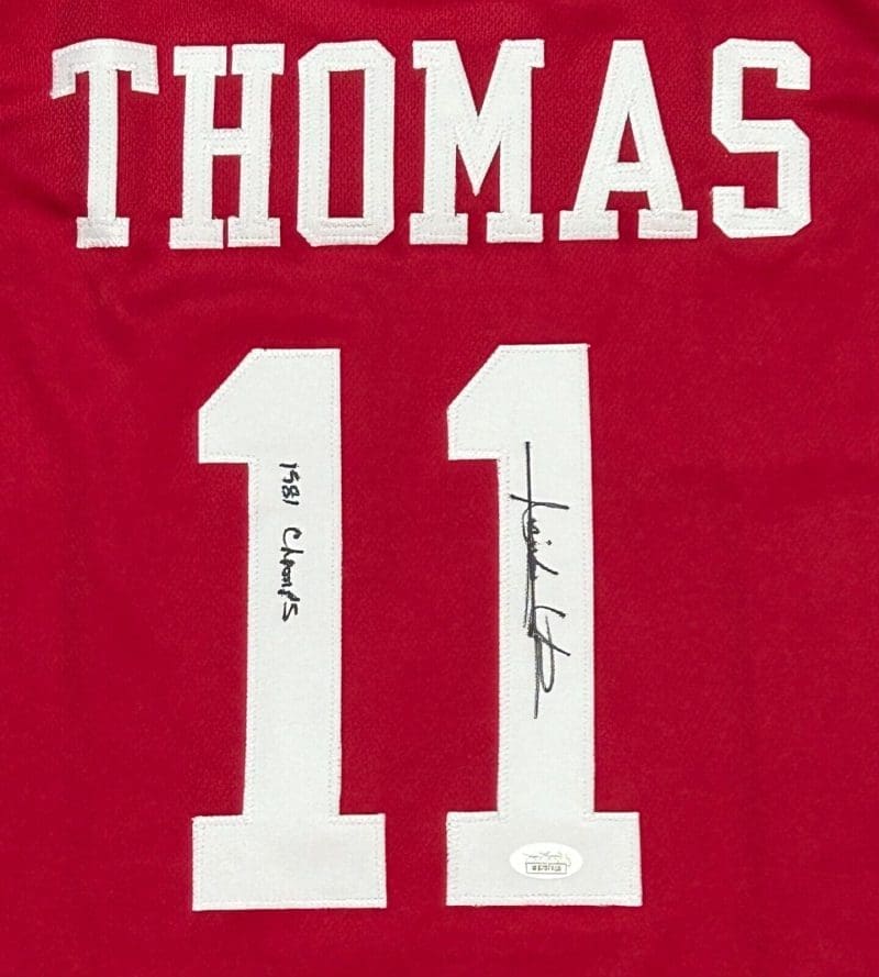 Isiah Thomas Signed Autographed Custom Red/White 1981 Champs Jersey JSA Authen - Image 2