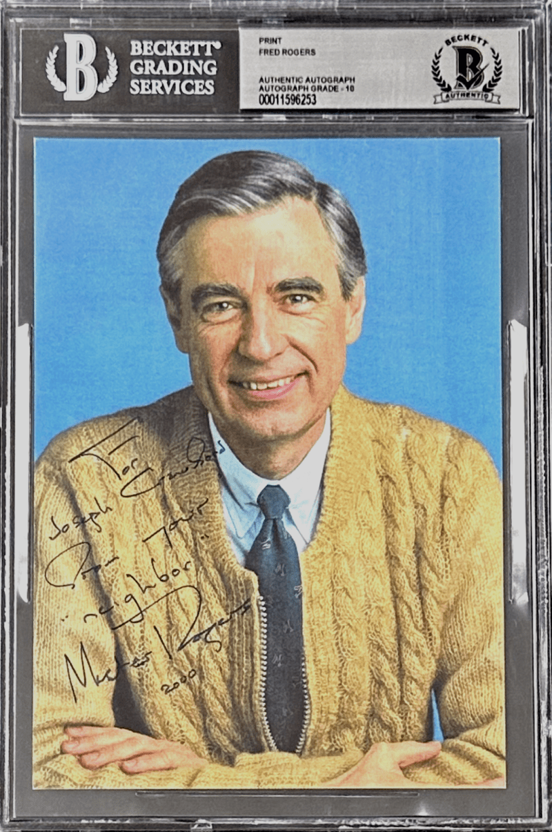 Fred Rogers Signed Print Beckett 11596253 Auto 10  Mister Rogers Neighborhood