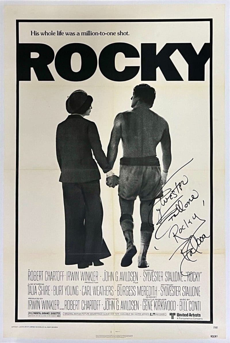 Sylvester Stallone Signed Rocky Original  21x47 Linen-Backed Poster BAS AC29823
