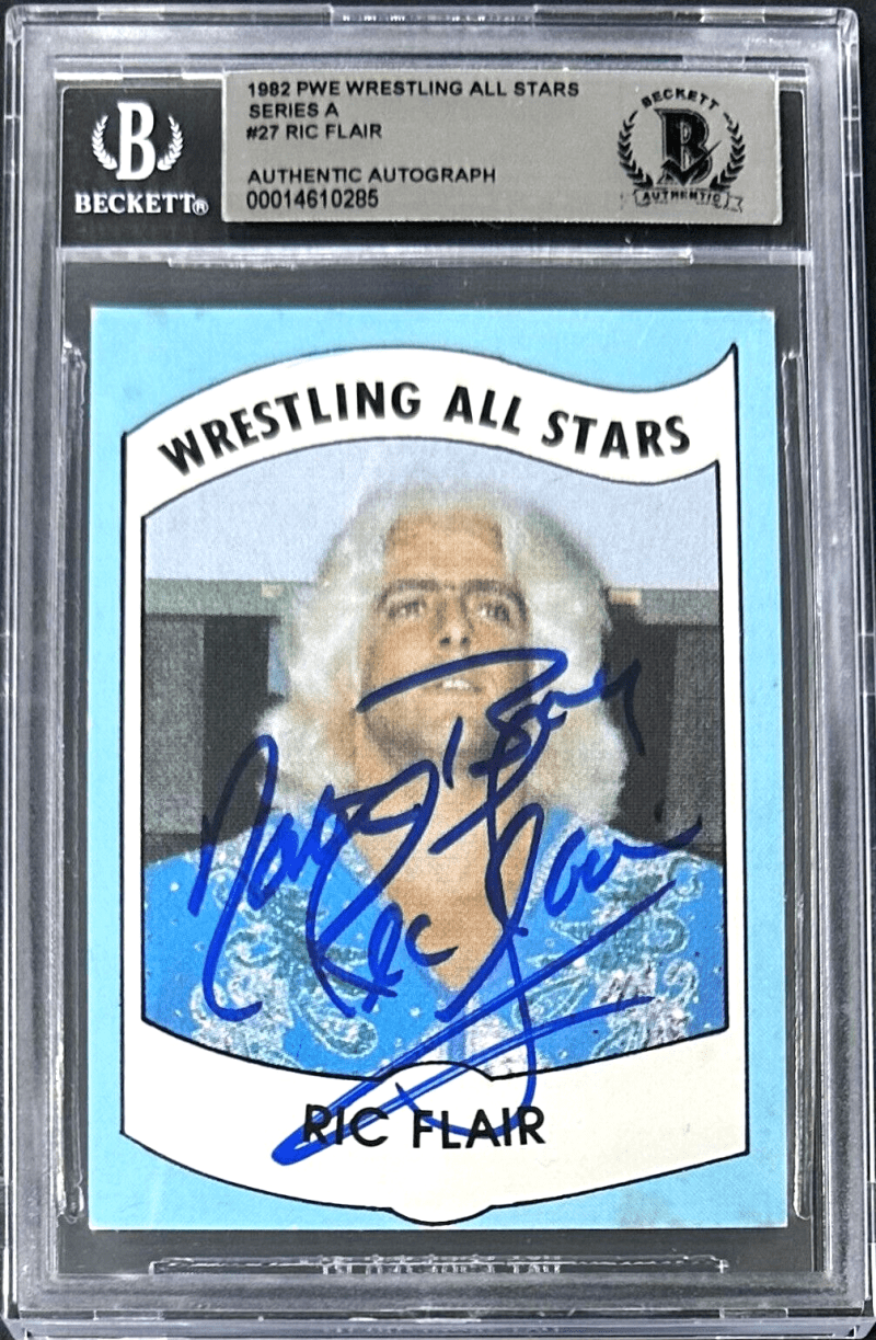 Ric Flair Signed 1982 PWE Wrestling All Stars Series A Card #27 Beckett 14610285