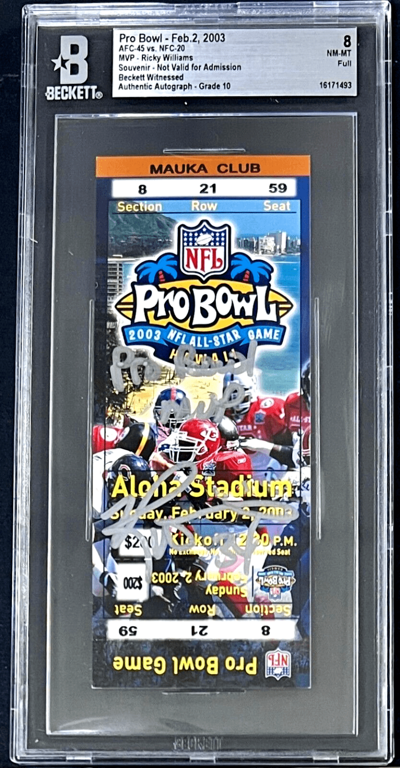 Ricky Williams Signed Pro Bowl Feb. 2, 2003 Souvenir Ticket BAS NM-MT 8 16171493