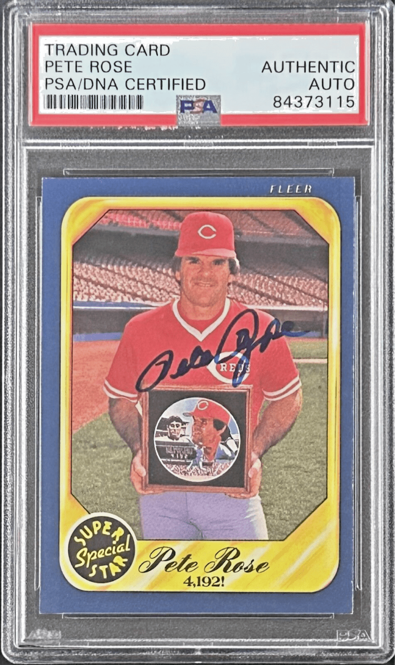 Pete Rose Signed 1986 Fleer #628 PSA DNA Auto Cincinnati Reds