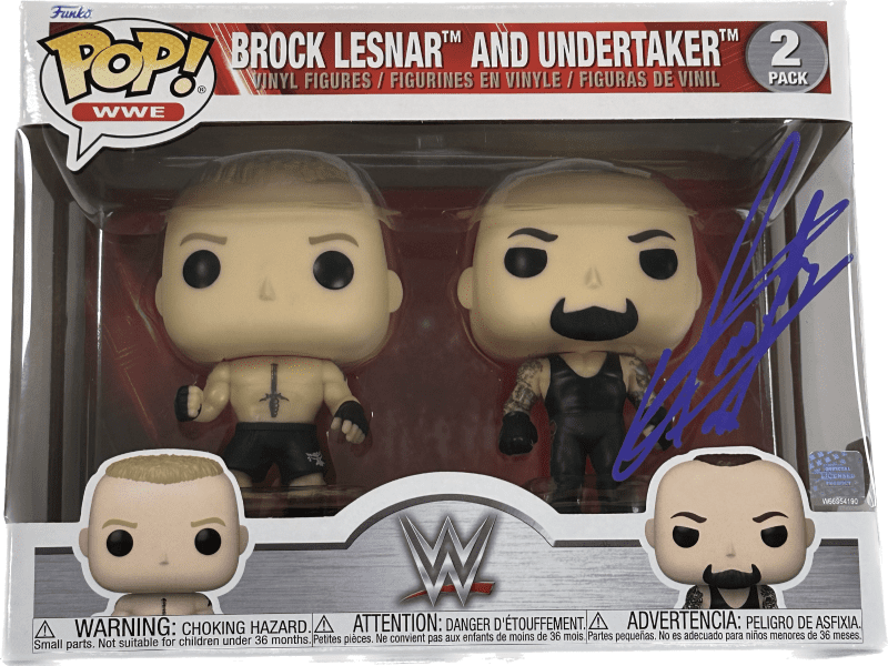 Undertaker Signed Funko POP 2 Pack JSA & Undertaker Authenticated Brock