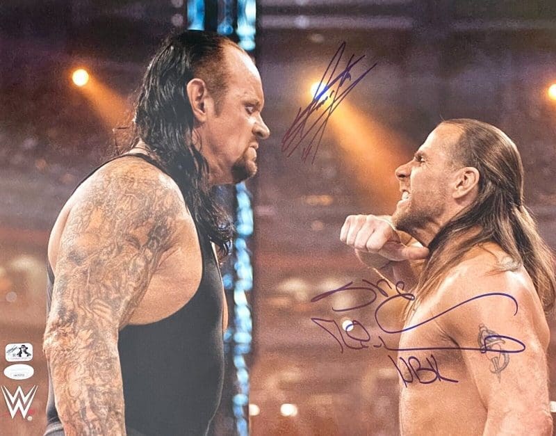 Undertaker Shawn Michaels Signed Autographed 16x20 Photo JSA Authenticated #2