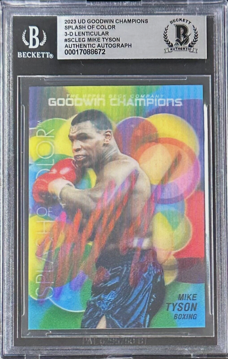 Mike Tyson Signed 2023 UD Goodwin Champions Splash of Color 3D #SCLEG Beckett