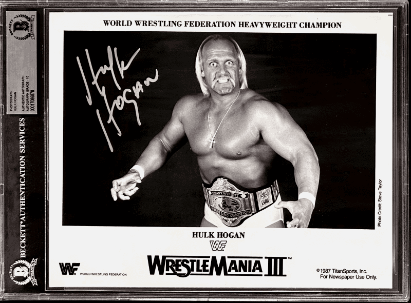 Hulk Hogan Signed Slabbed WWF WM III Promo 8x10 Photo Beckett Auto 10 17086878