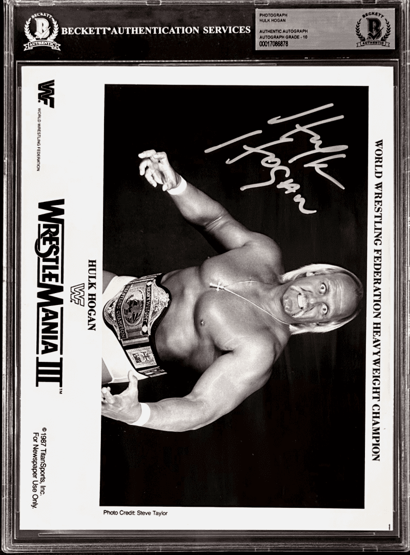 Hulk Hogan Signed Slabbed WWF WM III Promo 8x10 Photo Beckett Auto 10 17086878 - Image 2