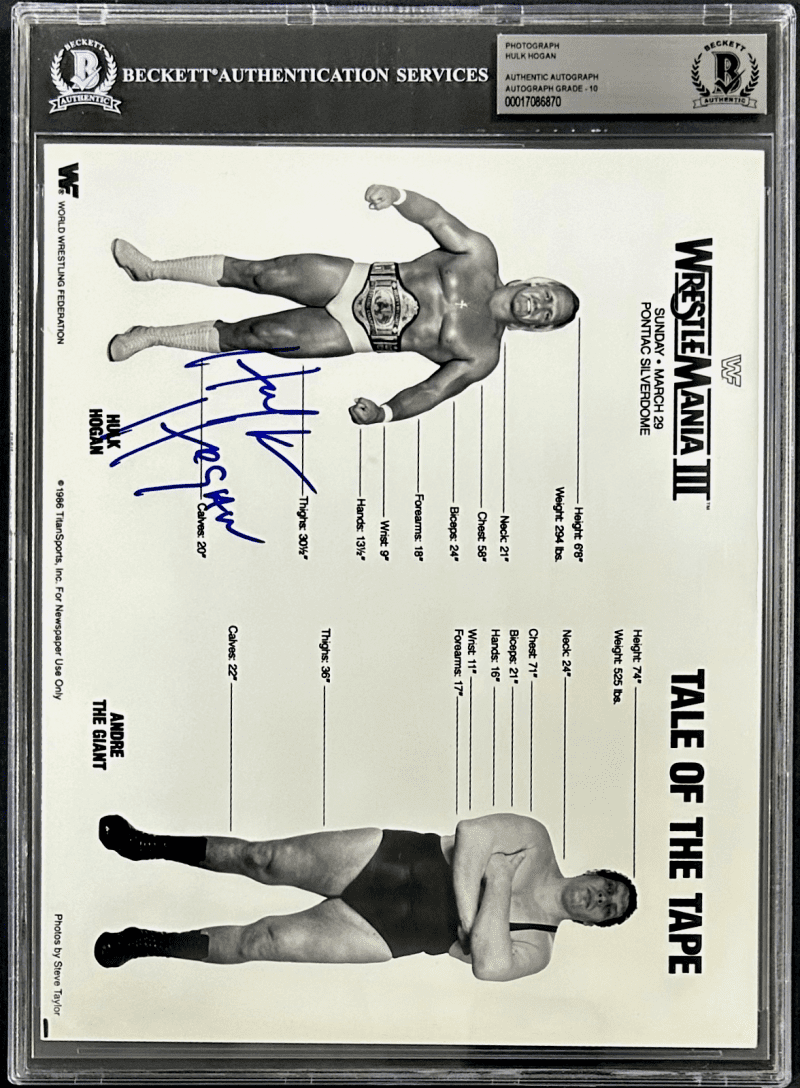 Hulk Hogan Signed Slabbed WWF WM III Promo 8x10 Photo Beckett Auto 10 17086870 - Image 2