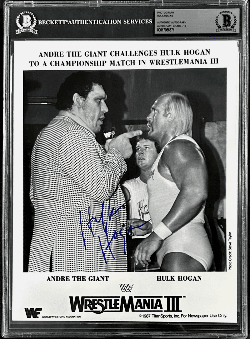 Hulk Hogan Signed Slabbed WWF WM III Promo 8x10 Photo Beckett Auto 10 17086871